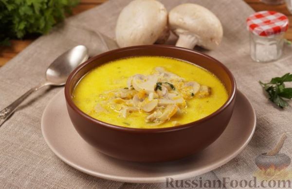 Сырный суп с грибами