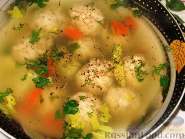 Суп с рыбными фрикадельками
