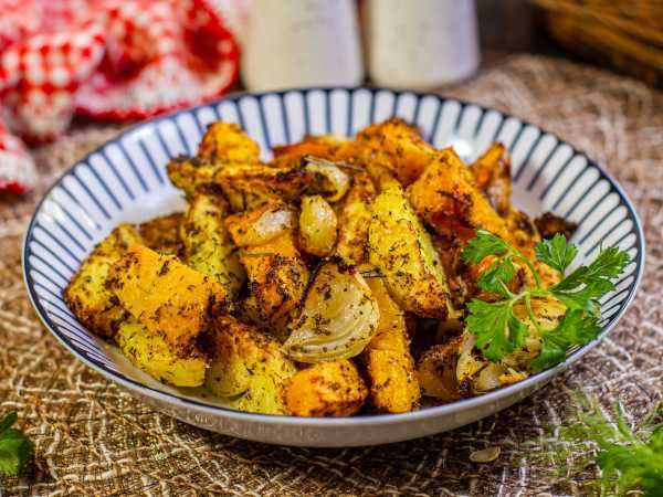 Тыква с картошкой в аэрогриле