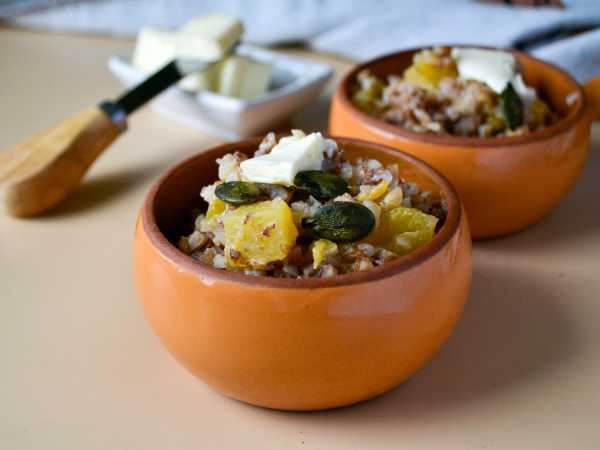 Гречневая каша с тыквой на молоке