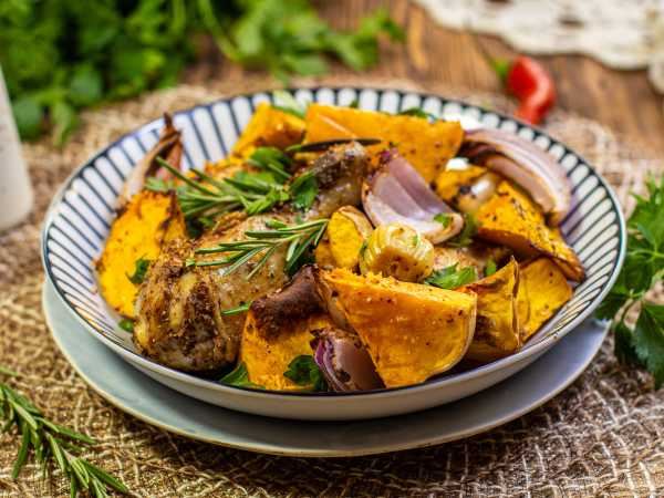 Тыква с курицей в аэрогриле